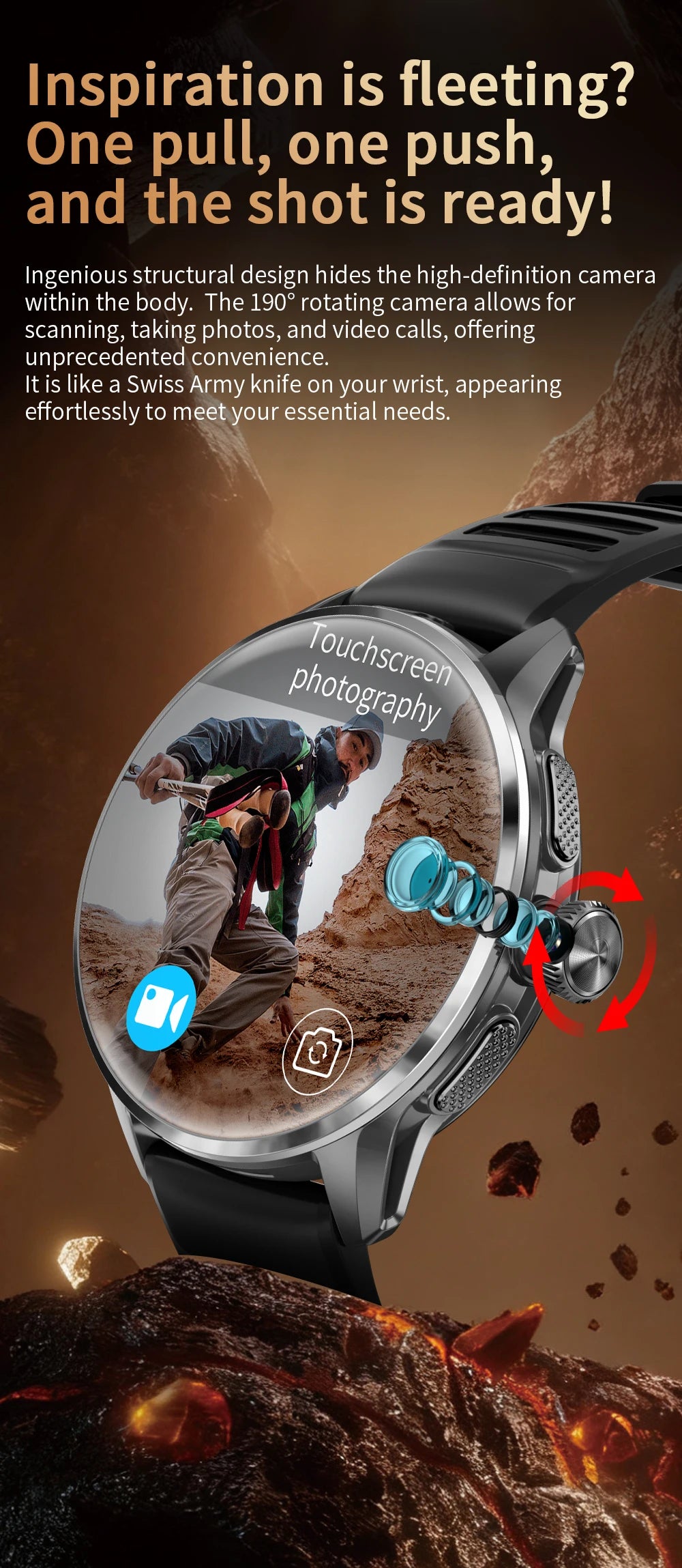 2026 4G/5G Smart Watch 1.6 inches 480*480 AMOLED Screen 950mAh Battery 200W Camera GPS Health Monitoring Bluetooth Assistant