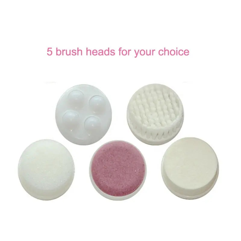 Portable 5 in 1 facial cleansing brush for daily skincare