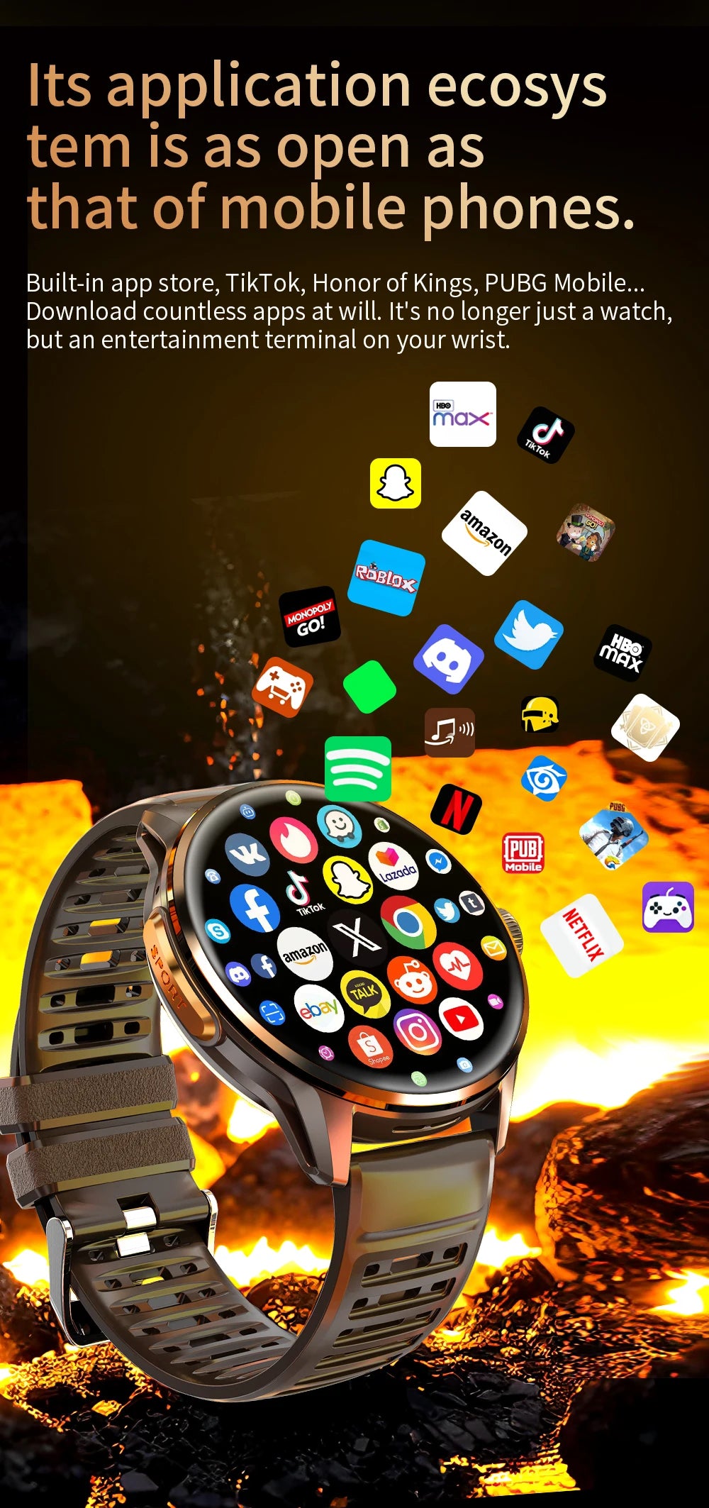 2026 4G/5G Smart Watch 1.6 inches 480*480 AMOLED Screen 950mAh Battery 200W Camera GPS Health Monitoring Bluetooth Assistant