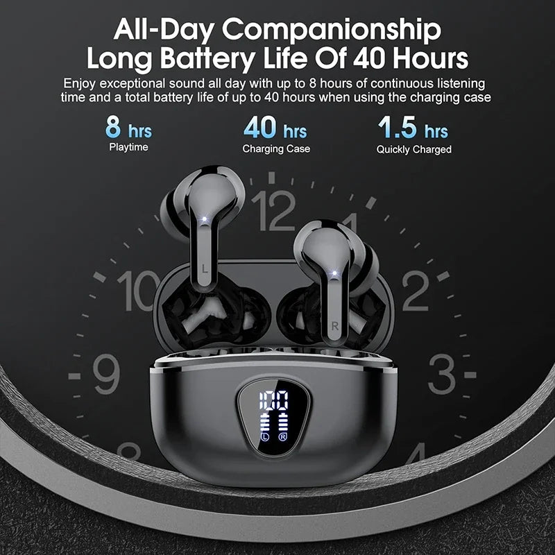 Wireless Earbuds BT5.3 Headphones HiFi Stereo EarBuds with ENC Noise Cancelling Mic 48H LED Display IP7 Waterproof Earphones - THE ULTIMATE ALL IN ONE