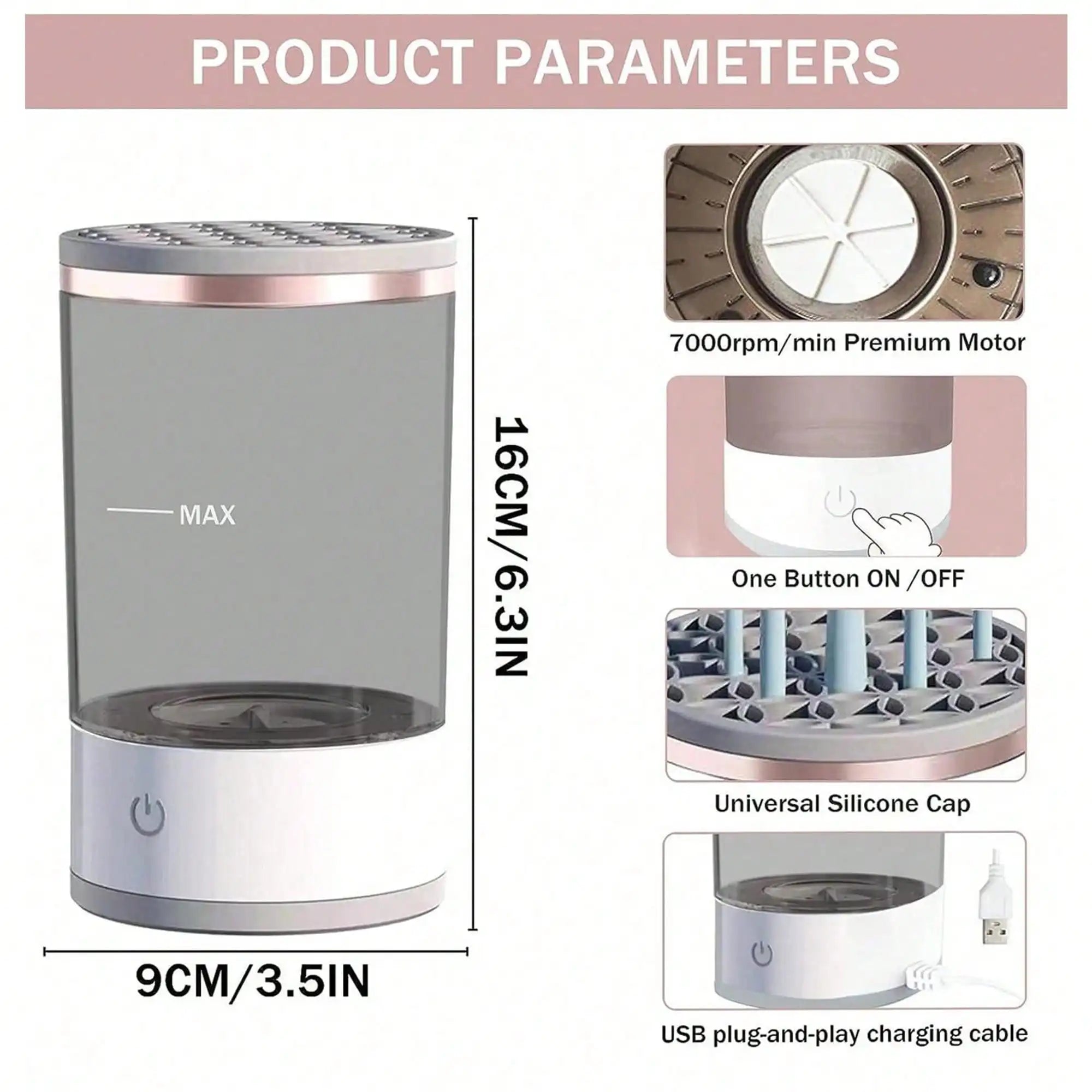Professional automatic makeup brush cleaner and spinner