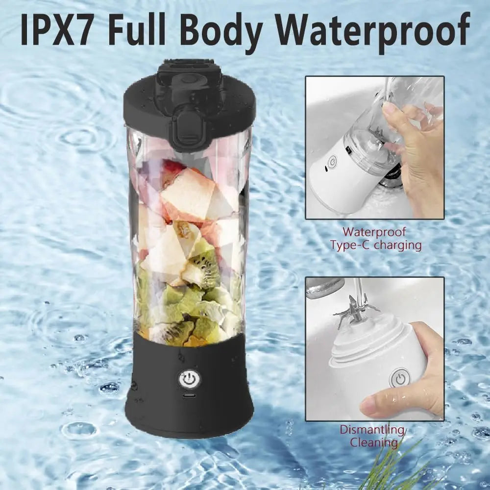 Portable blender with 20oz cup, USB-C rechargeable, self-cleaning, cordless for smoothies, gym, office. - THE ULTIMATE ALL IN ONE