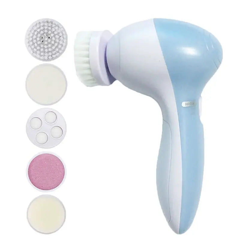Electric face cleaner with multiple heads for full skincare treatment