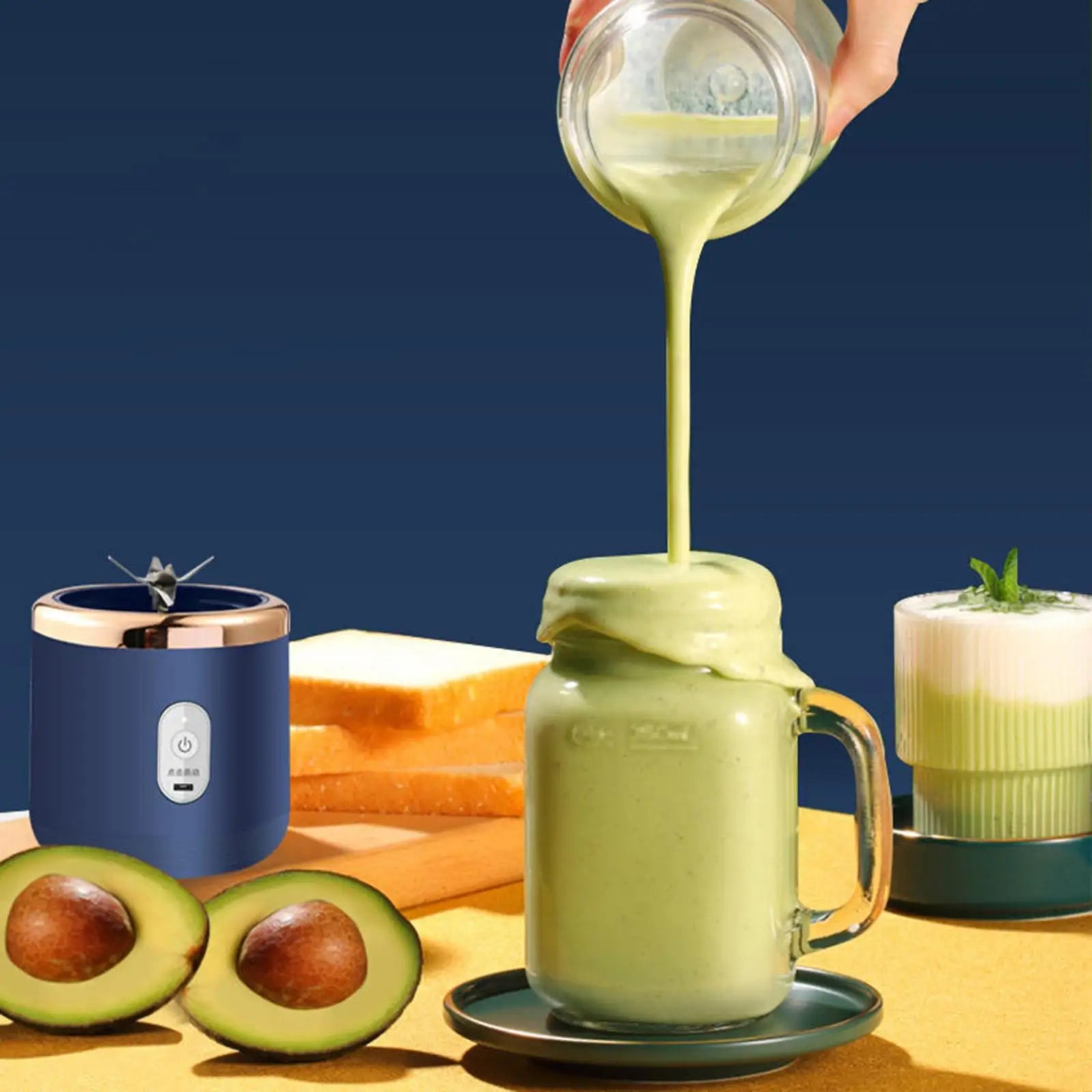 Portable Office Blender USB Fruit Mixer Fruit Juicing Cup 1800mAh Mini Blender Six Blades Mixing squeezed for Outdoor Travel - THE ULTIMATE ALL IN ONE