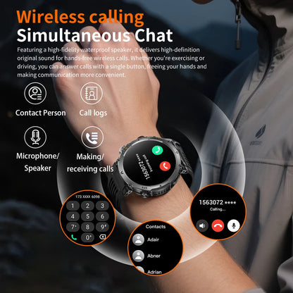 Smart Watch - GPS Tracking, LED Flashlight, 1.43" AMOLED, 3ATM Waterproof, Bluetooth Call, Heart Rate, 100+ Sports Modes