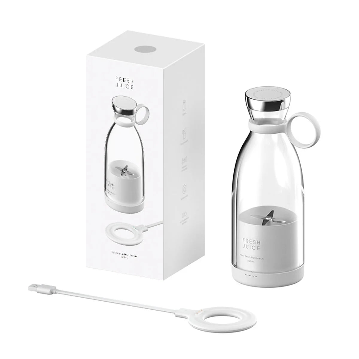 Portable Blender 11.8 Oz 350ml White 214B Model Food-grade PC + ABS Magnetic USB Charging 1400mAh 7.4V 490g 82*82*218mm with 1 - THE ULTIMATE ALL IN ONE
