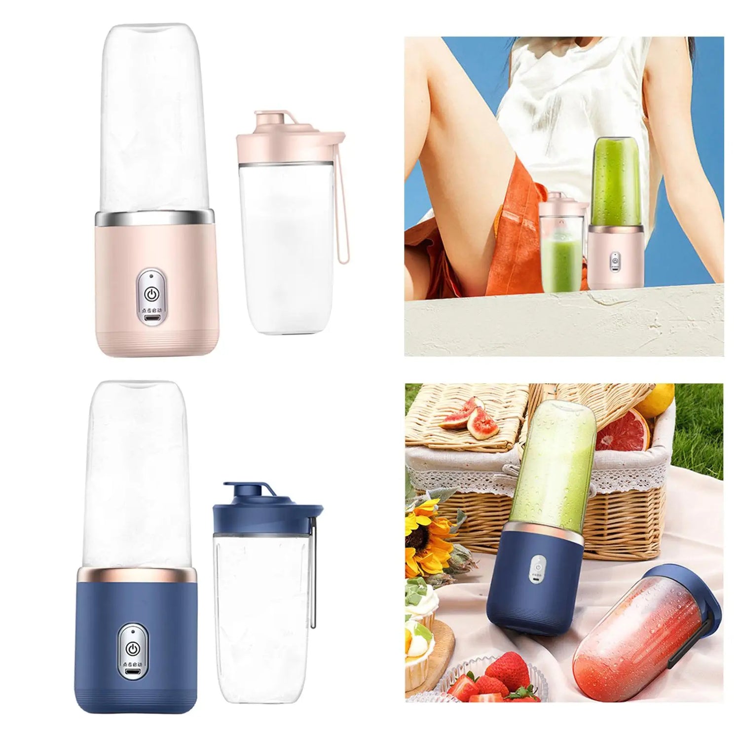 Portable Office Blender USB Fruit Mixer Fruit Juicing Cup 1800mAh Mini Blender Six Blades Mixing squeezed for Outdoor Travel - THE ULTIMATE ALL IN ONE