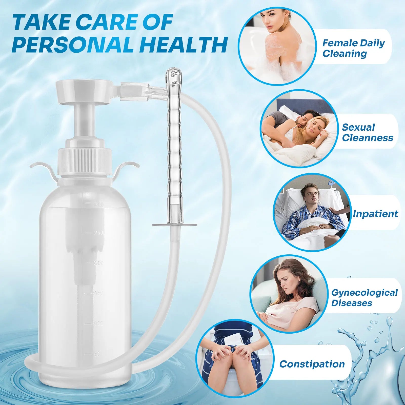 "Handheld anal and vaginal enema cleaner for personal care