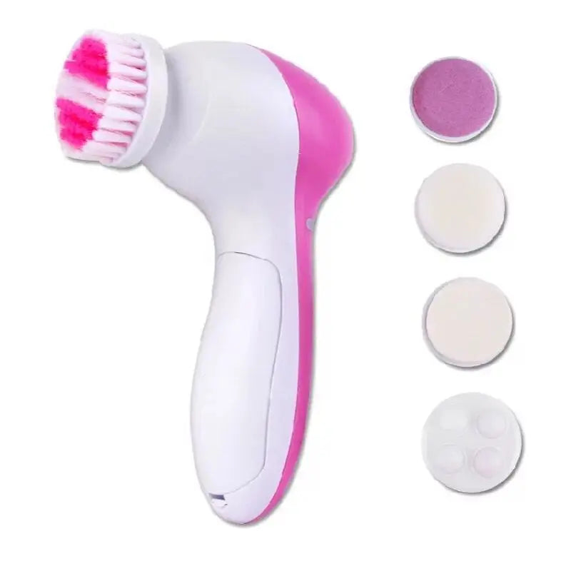 Electric face cleaner with multiple heads for full skincare treatment