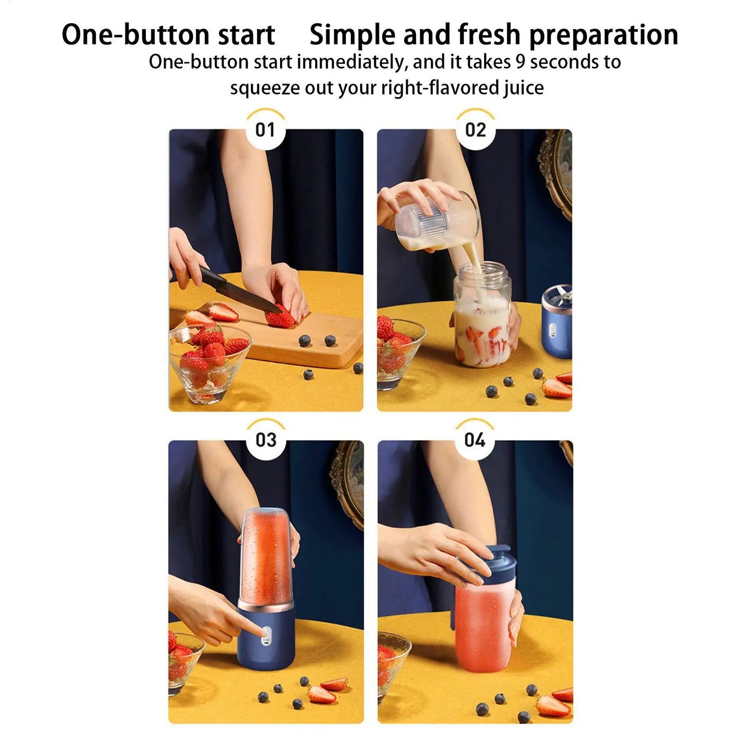 Rechargeable portable blender for personal healthy lifestyle