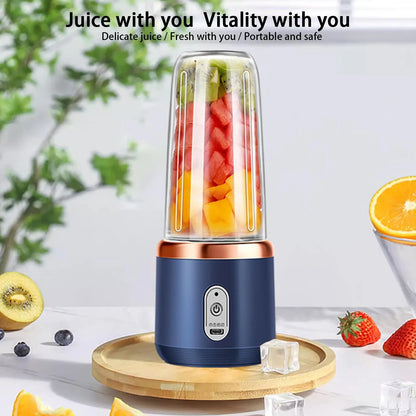 Cordless personal juicing machine for apartment or picnic use