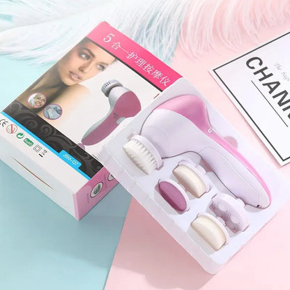 Electric face cleaner with multiple heads for full skincare treatment