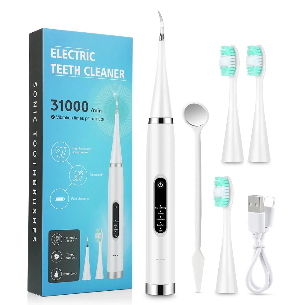 Teeth whitening device with electric scaler for deep cleaning