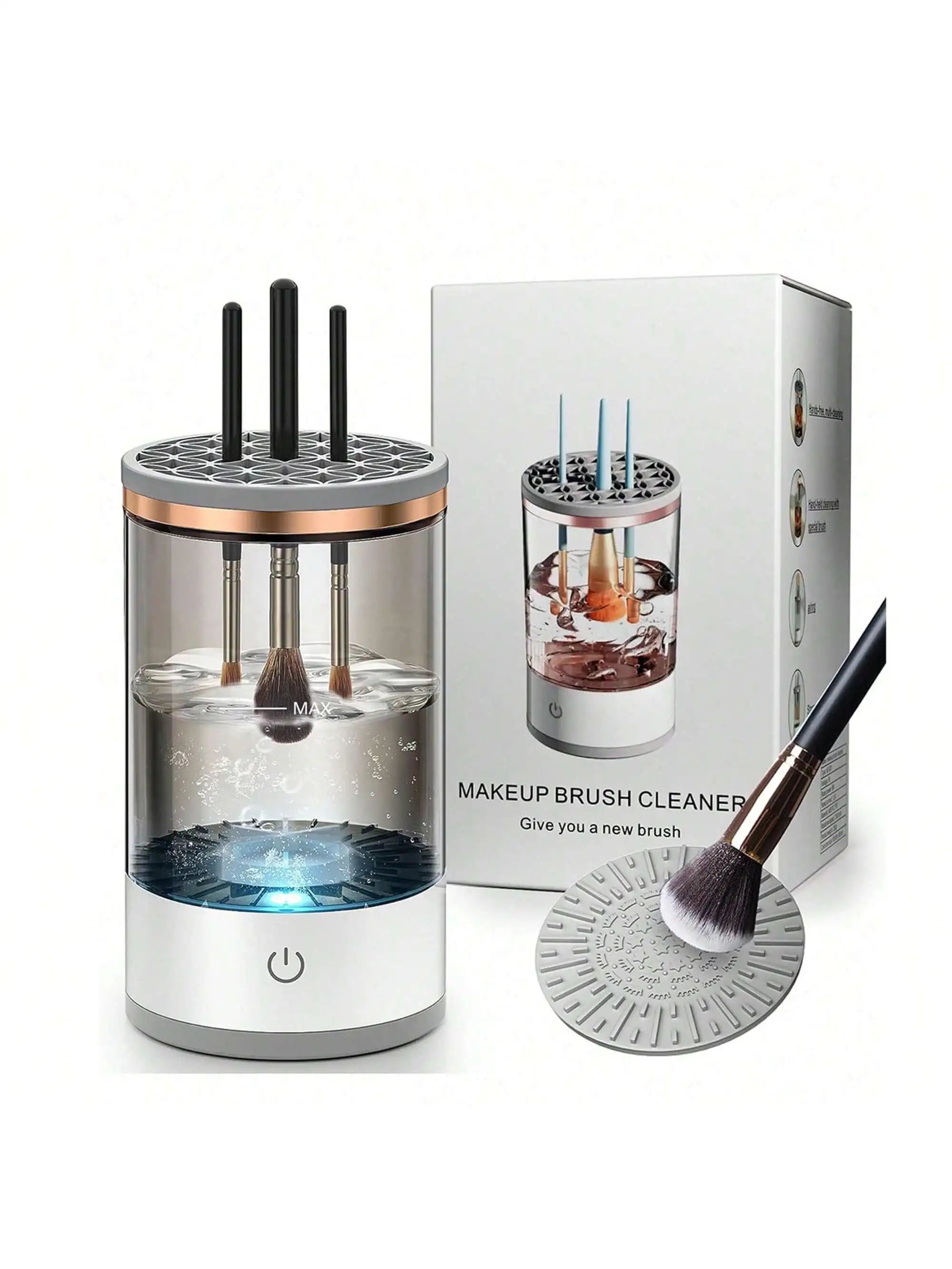 Automatic makeup brush cleaner and dryer device