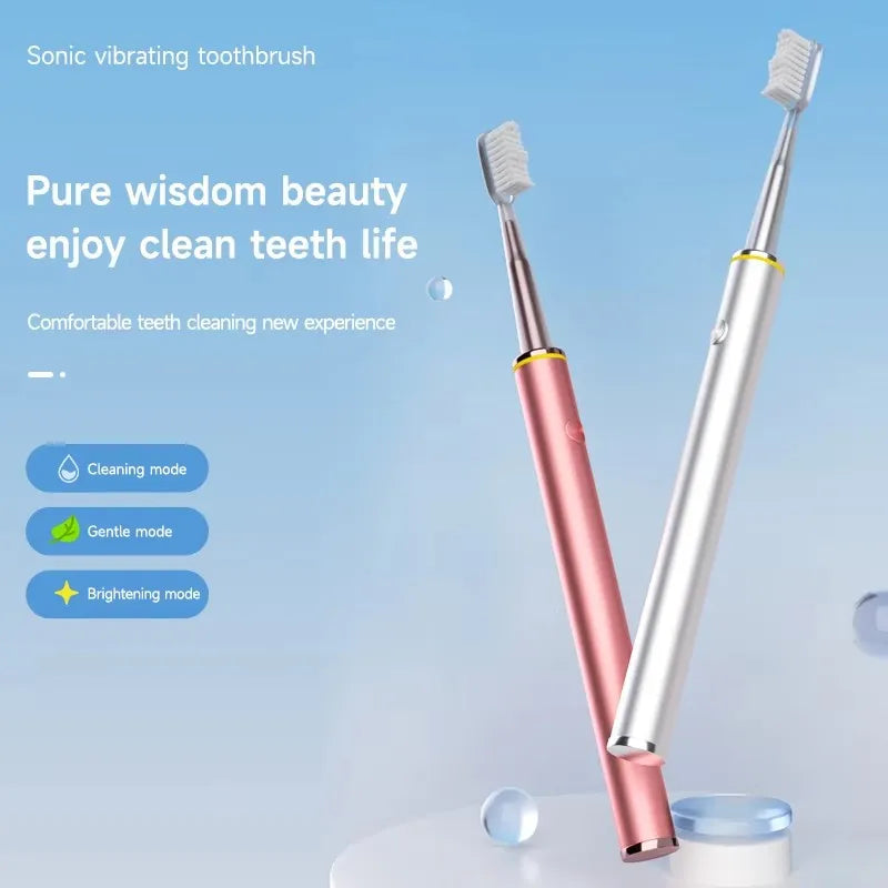 Slim electric toothbrush designed for women with soft brush head