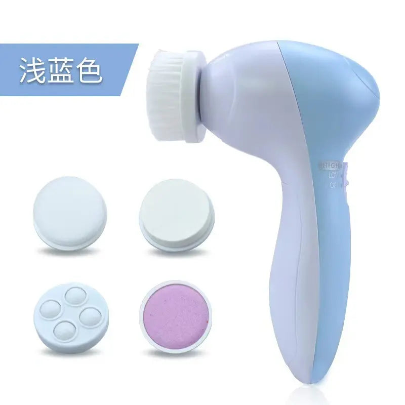 Electric face cleaner with multiple heads for full skincare treatment