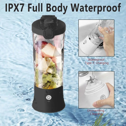 Portable blender with 20oz cup, USB-C rechargeable, self-cleaning, cordless for smoothies, gym, office. - THE ULTIMATE ALL IN ONE